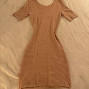 GUESS vintage Elegant Tan Ribbed Dress